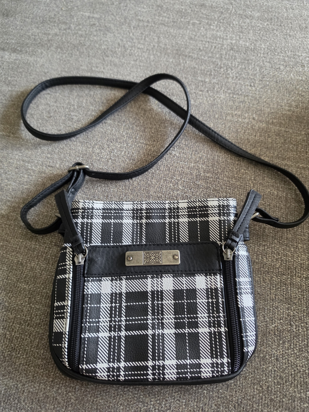 Black & White Plaid Crossbody Bag